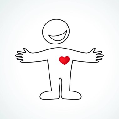 person with heart vector illustration