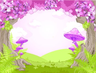 Fantasy landscape, vector background