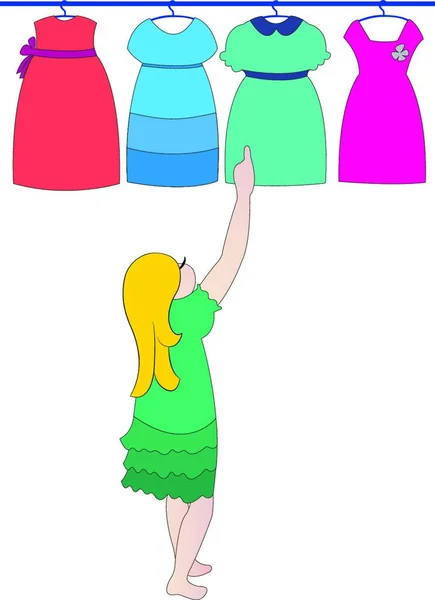 Illustration Choosing Dress — Stock Vector