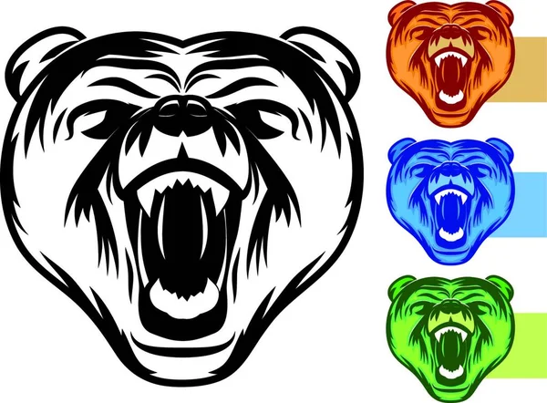 Abbildung Des Bärenmaskottchen Sets — Stockvektor