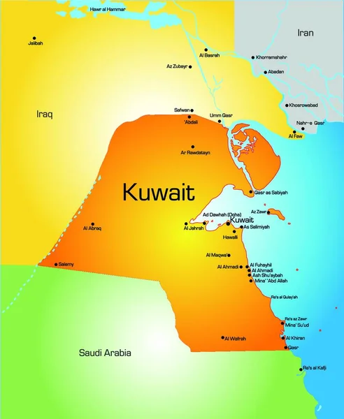 Kuwait Karte Vektor Illustration — Stockvektor