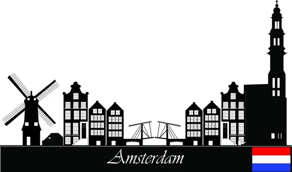 Amsterdam Skyline Vector Ilustración — Vector de stock