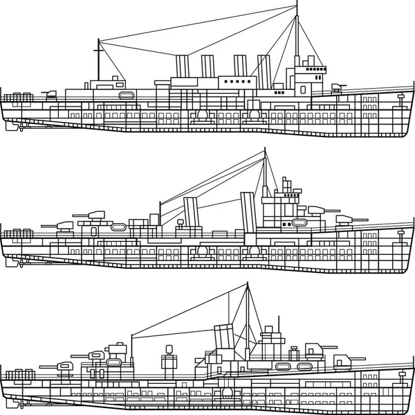 Krigsfartyg Modern Vektor Illustration — Stock vektor