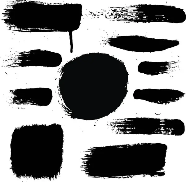 Black Blobs Set Vector Illustration — Stock Vector