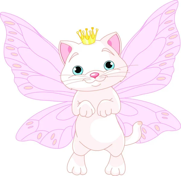 Cute Fairy Cat Prosty Wektor Ilustracji — Wektor stockowy
