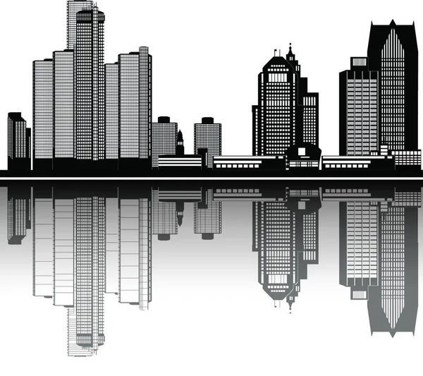 Panorama Detroit Web Prosta Ilustracja — Wektor stockowy