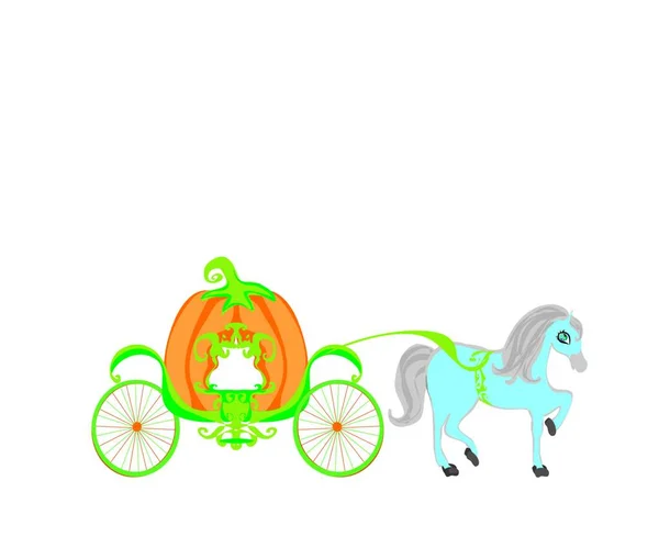 Chariot Citrouille Illustration Vectorielle Élégante — Image vectorielle