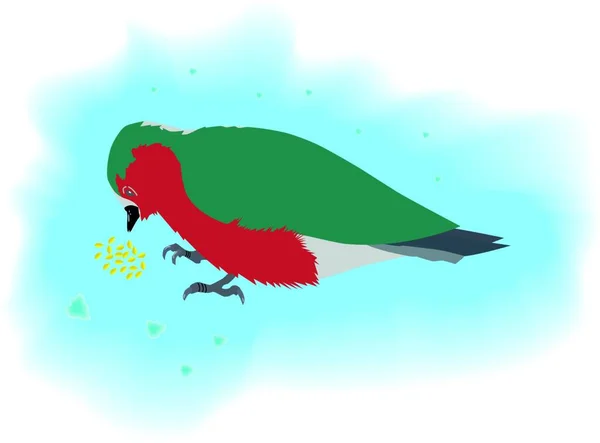 Pássaro Comendo Grão Vetor Ilustração — Vetor de Stock