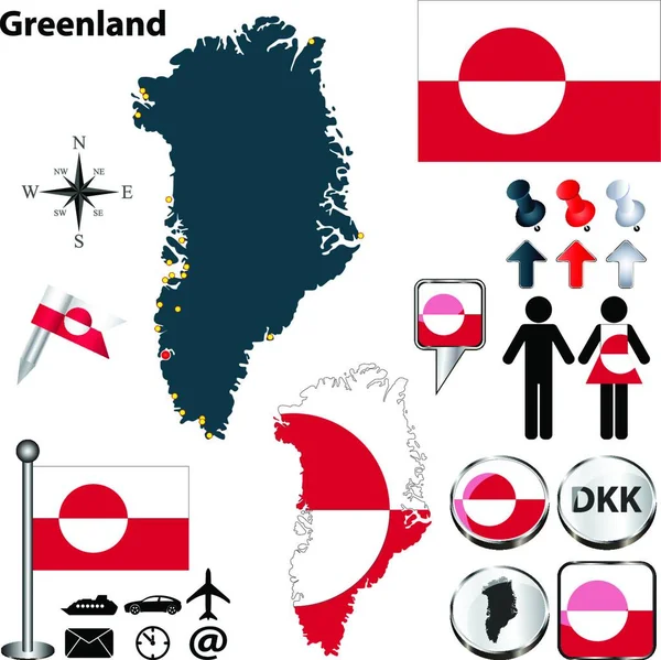 Map Greenland Vector Illustration — Stock Vector