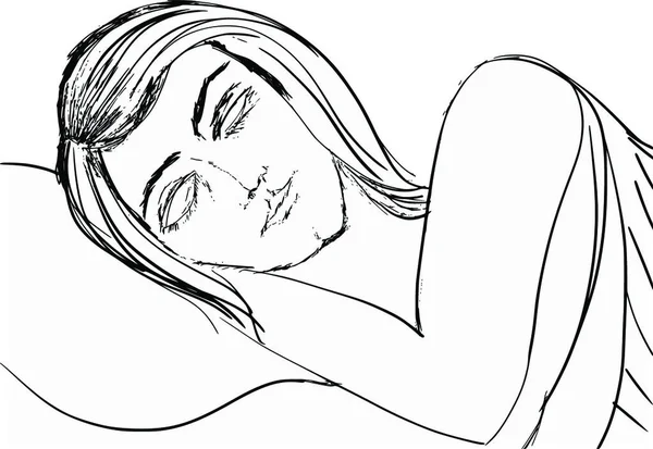 Mujer Dormida Vector Ilustración — Vector de stock