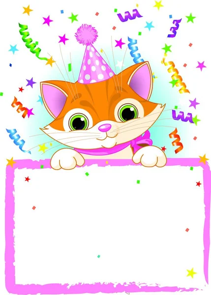 Kitten Verjaardag Vector Illustratie — Stockvector