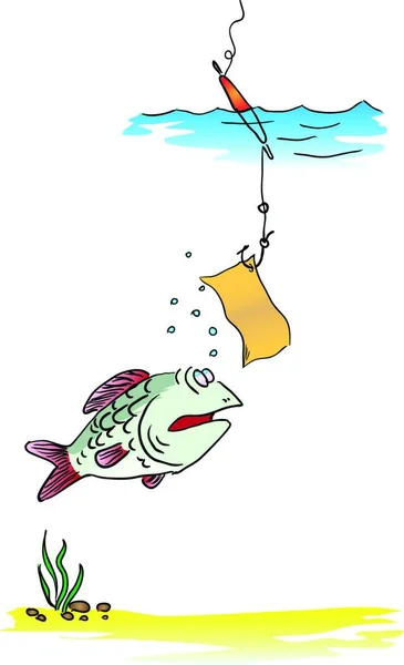 Funny Fishing Graphic Vector Illustration — Stock Vector