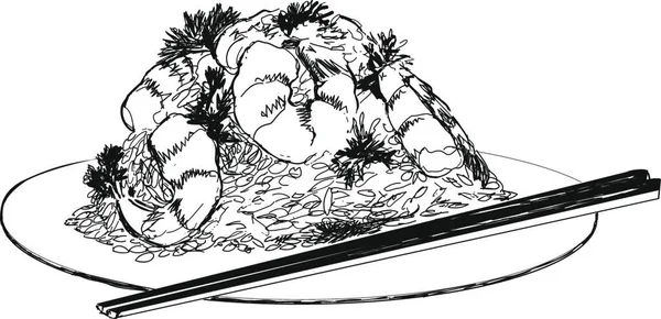 Fruits Mer Crevettes Illustration Vectorielle Graphique — Image vectorielle