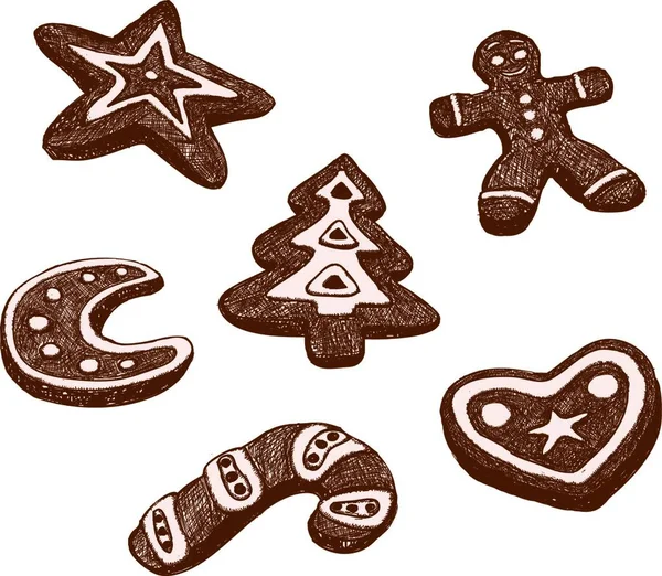 Vector Illustration Gingerbread Cookies — Stock Vector
