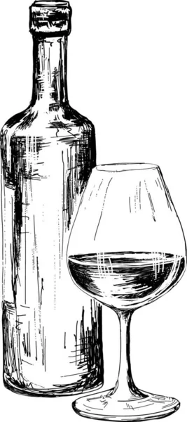 Eine Flasche Wein Grafische Vektorillustration — Stockvektor