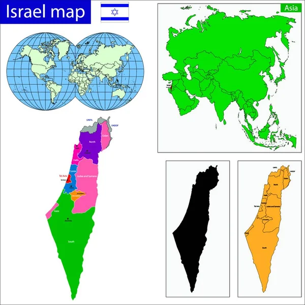 Mapa Izraele Grafická Vektorová Ilustrace — Stockový vektor