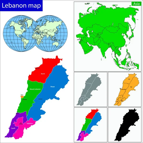 Líbano Mapa Web Simples Ilustração —  Vetores de Stock