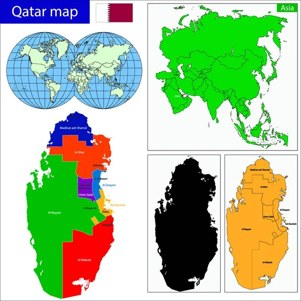 Qatar Mapa Ilustración Vectorial Gráfica — Vector de stock