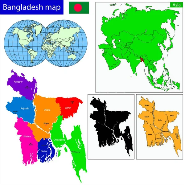 Bangladesh Mapa Web Simples Ilustração —  Vetores de Stock