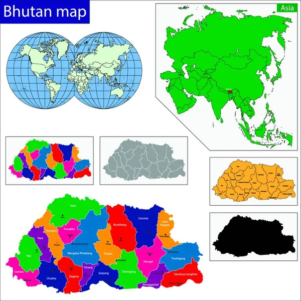 Bhutan Map Web Simple Illustration — Stock Vector