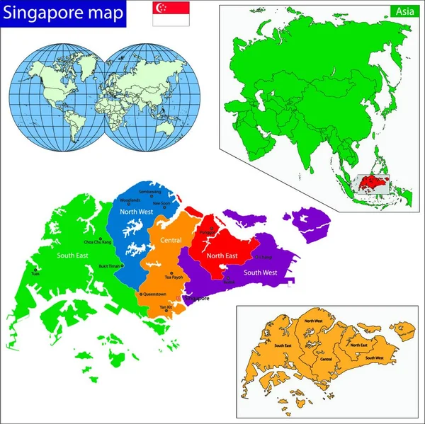 Singapore Map Graphic Vector Illustration — 스톡 벡터