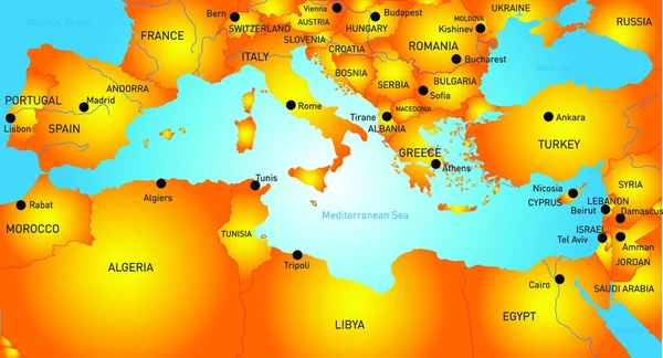 Illustrazione Della Regione Mediterranea — Vettoriale Stock
