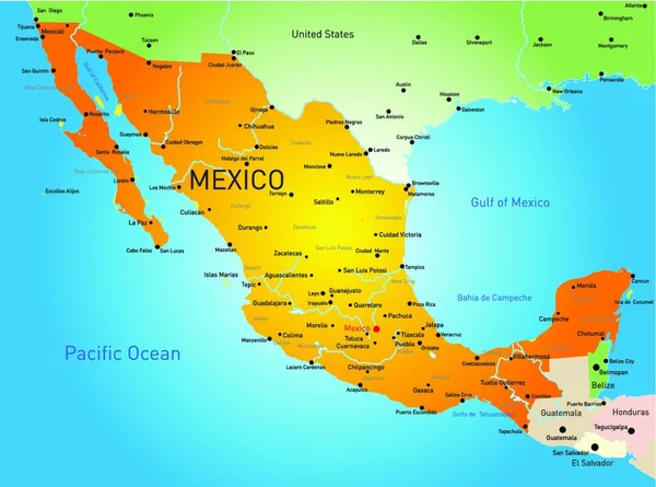 Ілюстрація Карти Мексика — стоковий вектор