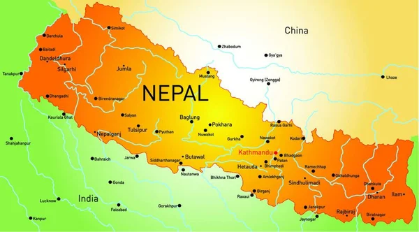 Απεικόνιση Της Χώρας Του Νεπάλ — Διανυσματικό Αρχείο