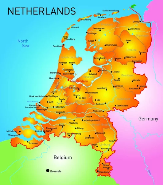 Ilustración Del Mapa Países Bajos — Vector de stock