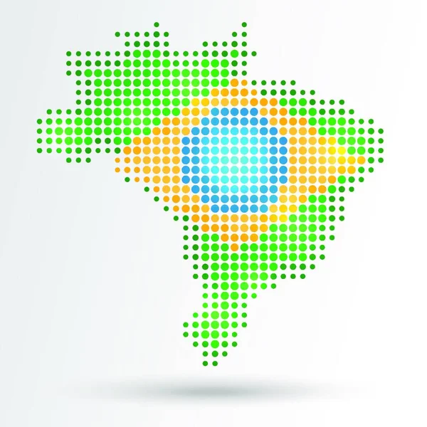 Illustration Dotted Brazil Map — Stock Vector