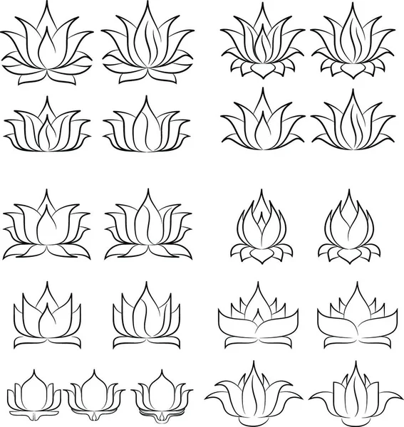 Lotus Siluetinin Çizimi — Stok Vektör