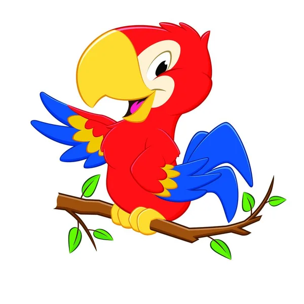 Ilustração Papagaio Dos Desenhos Animados — Vetor de Stock