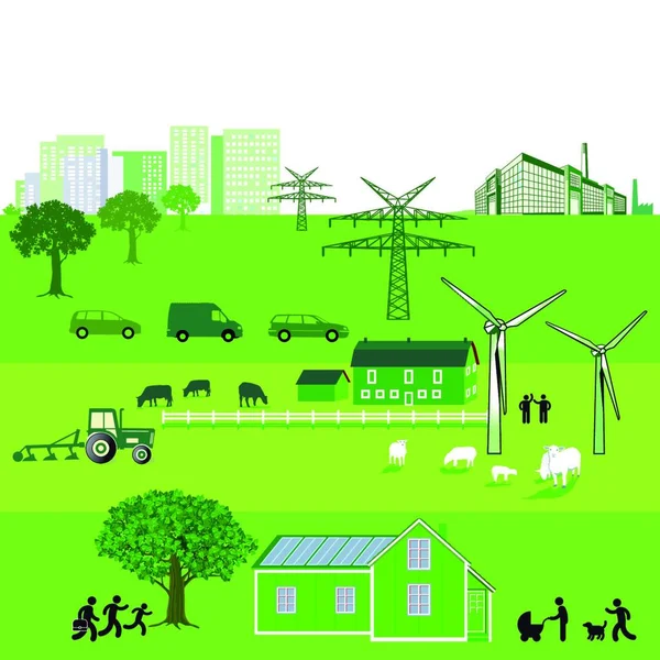 Illustrazione Dell Energia Sostenibile — Vettoriale Stock
