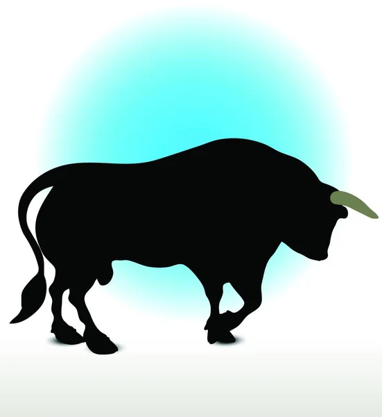 Illustrazione Della Silhouette Bull — Vettoriale Stock