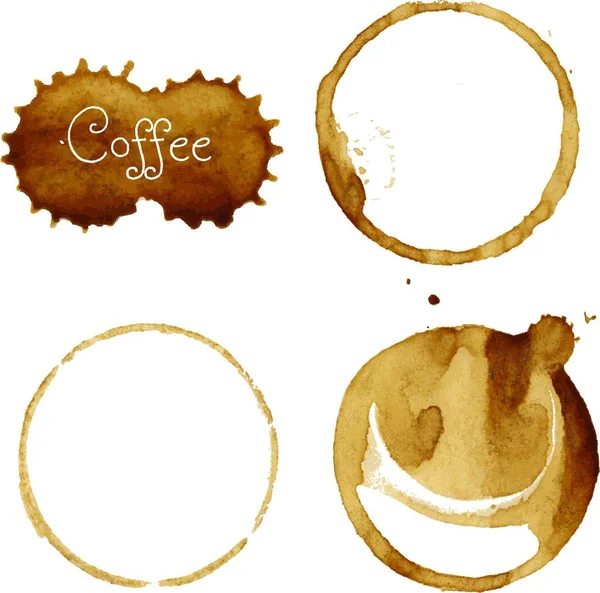 Collection Taches Café Sur Fond Blanc — Image vectorielle