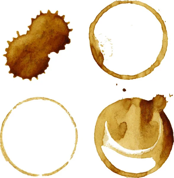 Coffee Stains Collection White Background — Stock Vector