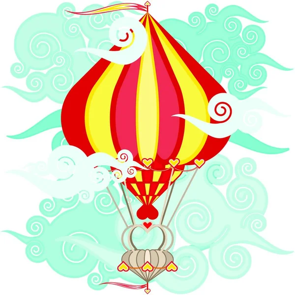 Web Illustration Air Balloon Flying Sky — Stock Vector