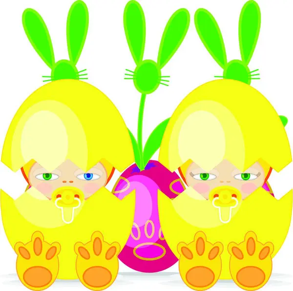 Illustration Des Bébés Pâques — Image vectorielle