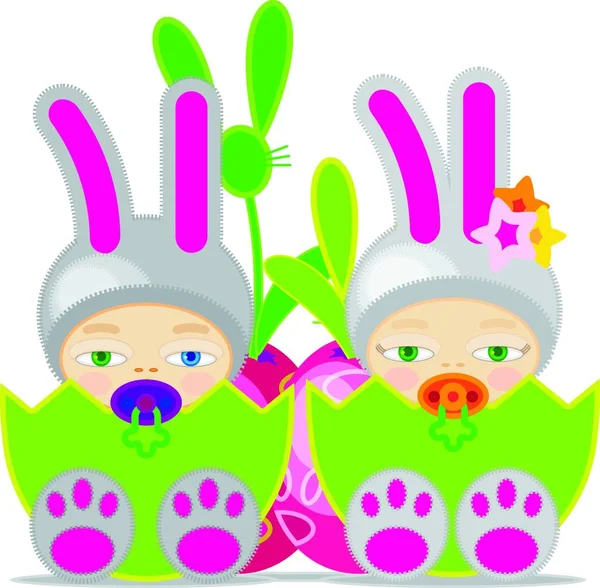 Illustrazione Dei Bambini Pasqua — Vettoriale Stock