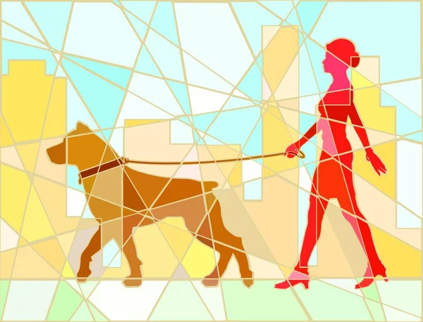 Ilustração Dog Walker Mosaico — Vetor de Stock