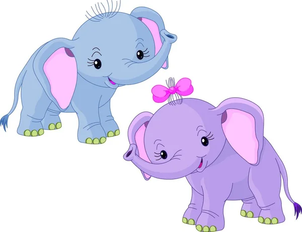 Illustration Des Deux Bébés Éléphants — Image vectorielle