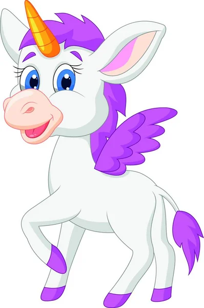 Illustrazione Del Cartone Animato Carino Unicorno — Vettoriale Stock