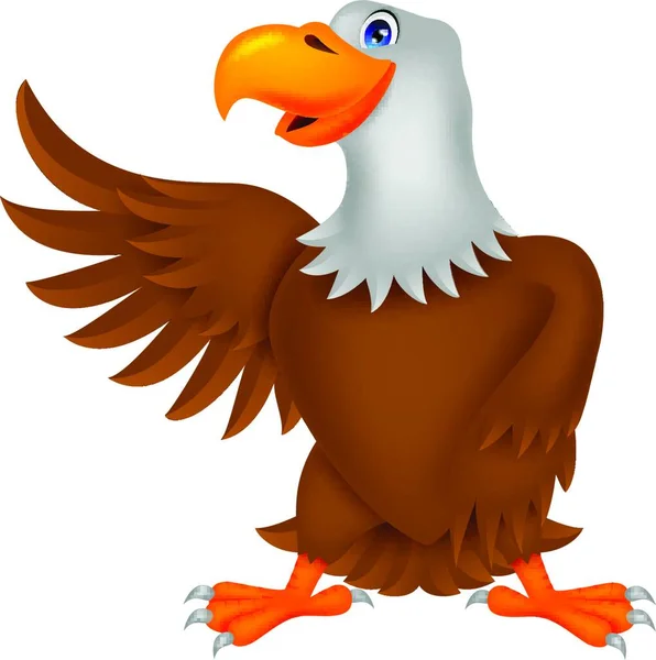 Illustration Eagle Cartoon Waving — Stock Vector