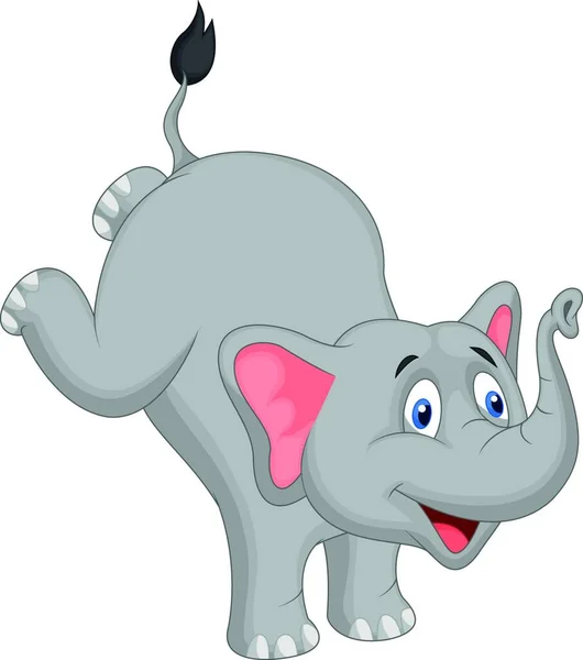 Lindo Elefante Ilustración Vector Dibujos Animados — Vector de stock