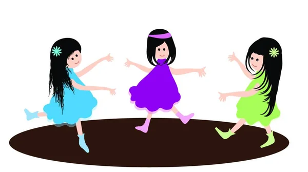 Illustration Dancing Kids — Stock Vector