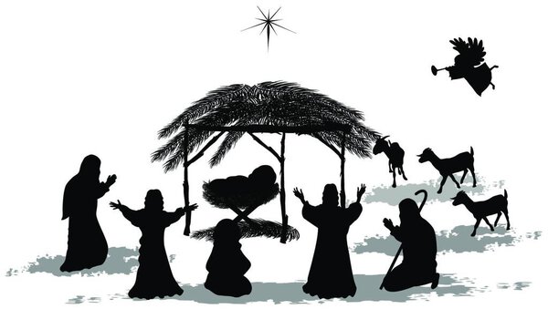 "Рождественский силуэт "красочная векторная иллюстрация