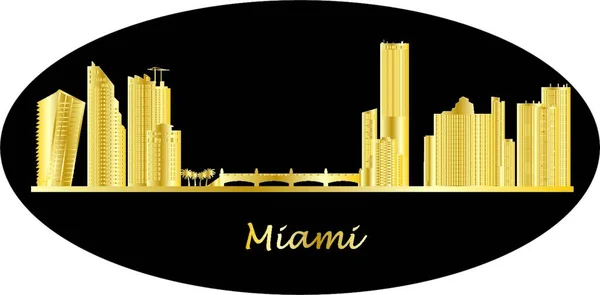 Miami Skyline Colorato Vettoriale Illustrazione — Vettoriale Stock