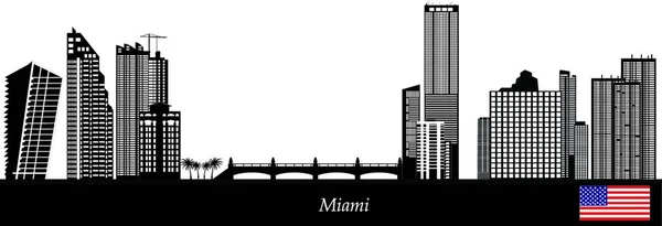 Miami Skyline Vektör Çizimi — Stok Vektör