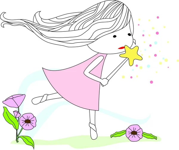Girl Fairy Colorful Vector Illustration — Stock Vector