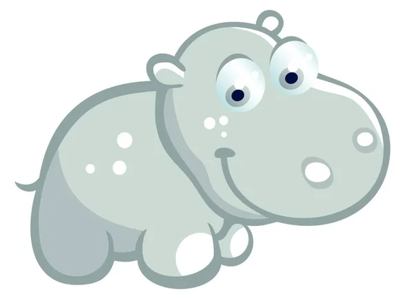 Baby Hippo Cartoon Colorful Vector Illustration — Stock Vector
